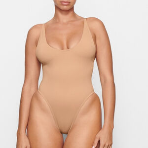Skims Kim Kardashian Recycled Swim Scoop Neck One Piece Swim Ochre Tan Size XL